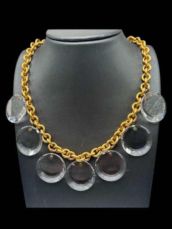 Anne Klein Jewelry - Vintage Anne Klein Faceted Glass Disk Statement Necklace